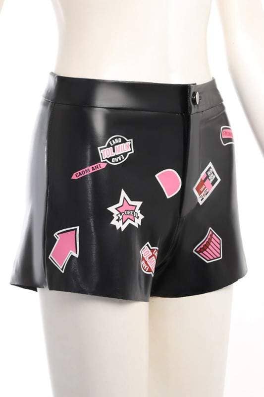 BLACK faux leather mini shorts for wholesale on Faire5