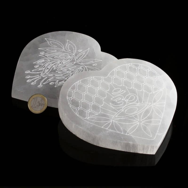 UniArt – wholesale Prydnad – Selenitplatta i hjärtform med gravyr, 14 cm5