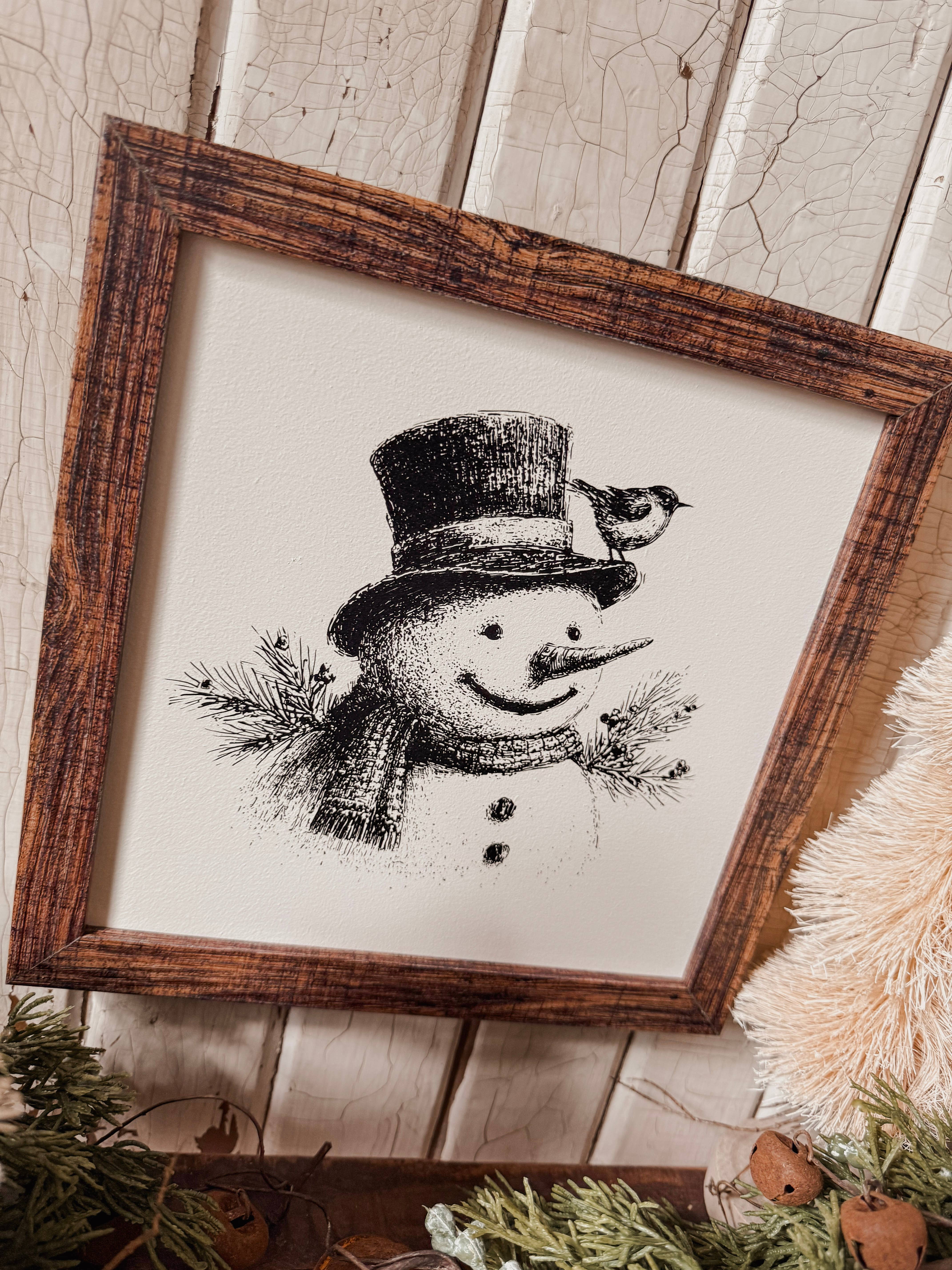 WillowBee Signs & Designs - Wholesale Sign - Black/White Vintage Snowman Face Wood Sign1
