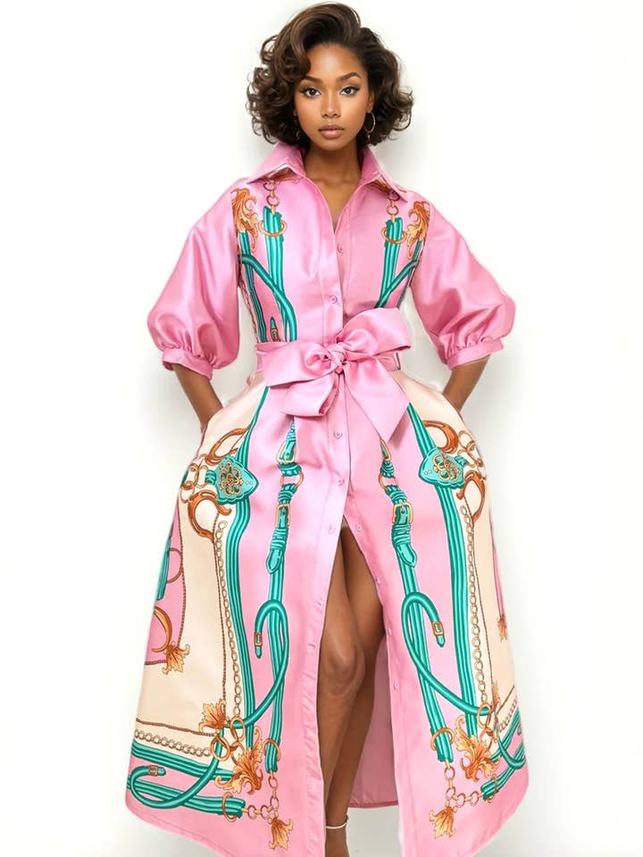 N by Nancy - Wholesale Dress - Women's - A95102 PUFF SLEEVE MAXI DRESS (PINK, BLUE)3