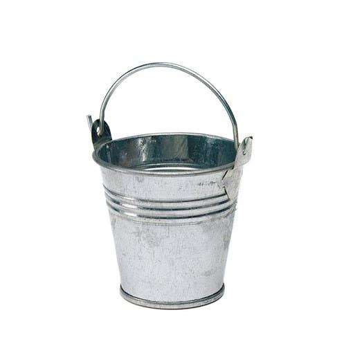 Silver Miniature Metal Pails (12) for wholesale by Weddingstar Inc.