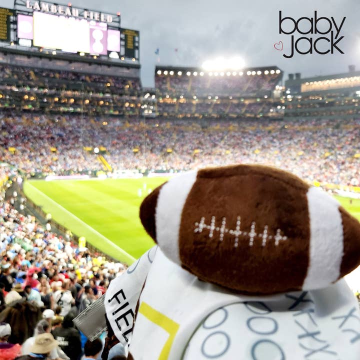 Baby Jack and Company - Wholesale Security/Cuddle Blanket - Baby - Football Baby Learning Lovey Tag Stroller Toy 10" x 10"8