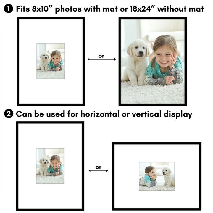 Black Americanflat 18x24 Poster Frame or 8x10 with Mat - Set of 3 for wholesale on Faire2