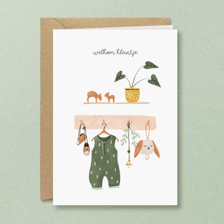 Studio Kuukeluus - Wholesale Baby Card - Romper New Baby Greeting Card2