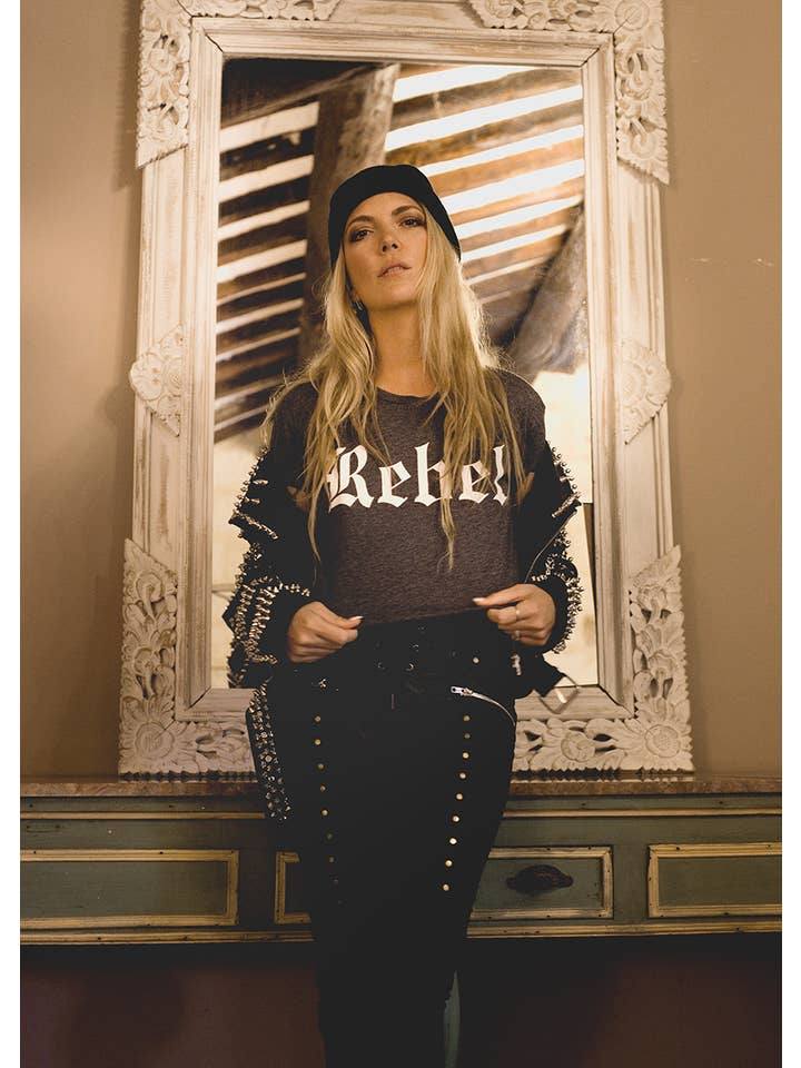 Pretty Attitude Clothing - Wholesale Screen Printed T-Shirt - Women's - Cropped Rebel T Shirt Rock and Roll Concert Graphic Tee