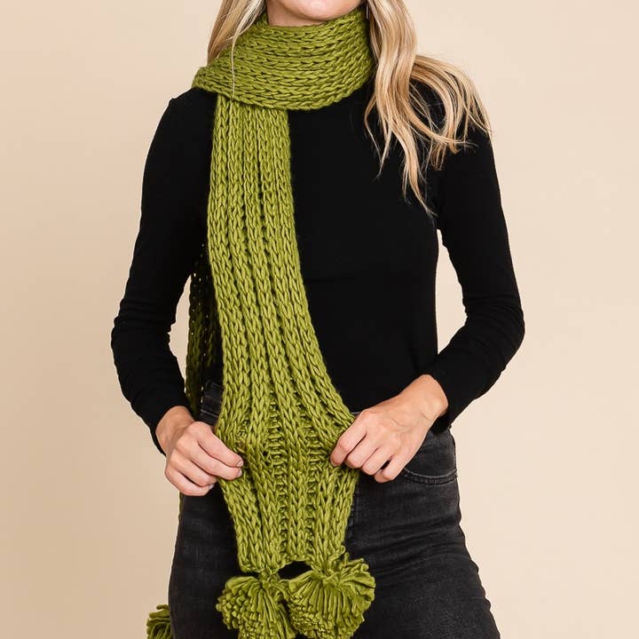 Olive CHS-0724-3 - KNITTING SCARF= for wholesale on Faire