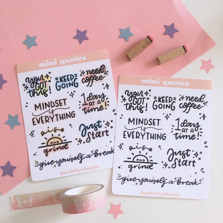 Folha de adesivos Mini Quotes por atacado de madebyshania