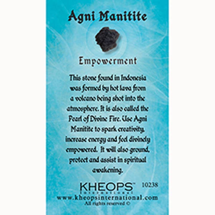 Kheops International - Wholesale Spiritual Stone/Crystal - Gemstone Properties Info Card Agni Manitite (Each)