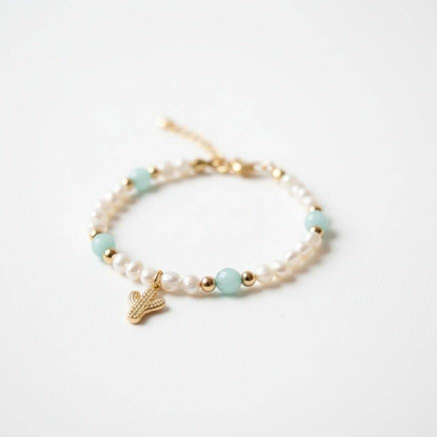 OE! – wholesale Beaded bracelet – ACQUAMARINA - Braccialetto cactus con perle e acquamarina2