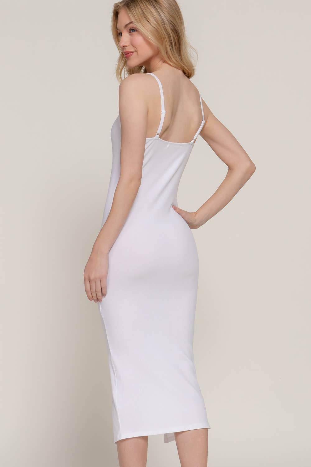 Active Basic | Active USA - Wholesale Jurk - Dames - Cami midi-jurk met knoopsluiting en rib33