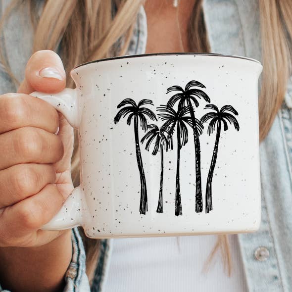 Palms Ceramic Mug Speckled Cream 13oz for wholesale by SEA + SHELL