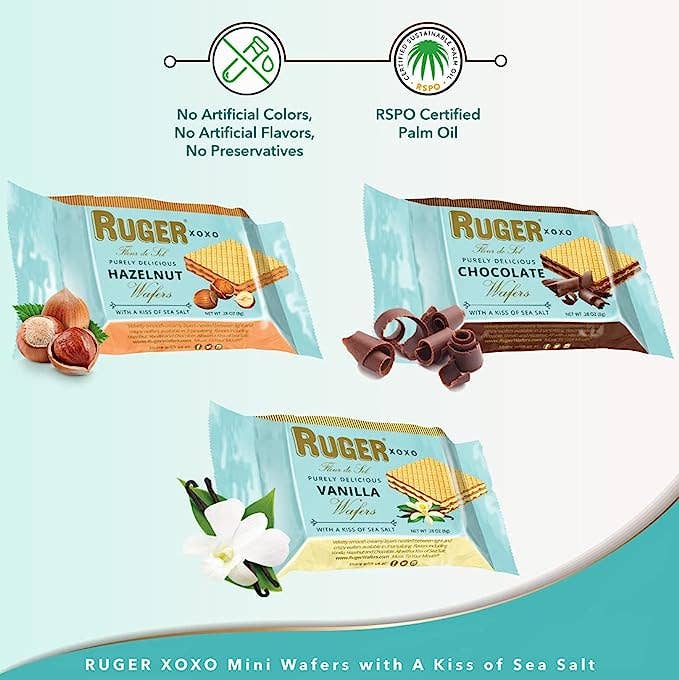 RUGER  Austrian Wafers - Wholesale Cookie - Ruger XOXO Mini Austrian Wafers -3  Flavor 96 CT DISPLAY1