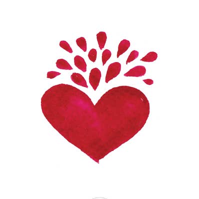 Tatouage temporaire en forme de cœur rouge à l'aquarelle, paquet de 5 pour la vente par Sioou