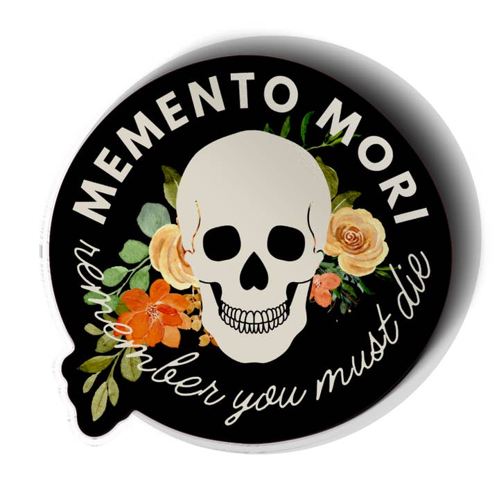Autocollant en vinyle Memento Mori pour la vente par Pink Salt Riot