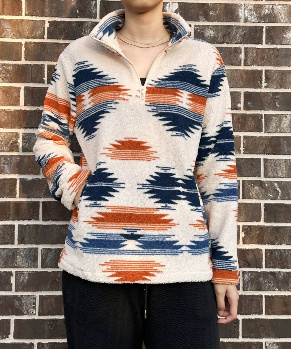 DESHENG ENTERPRISE - Wholesale Blouse - Women's - WESTERN TRIBAL SHERPA PULLOVER TOP BLOUSE    0