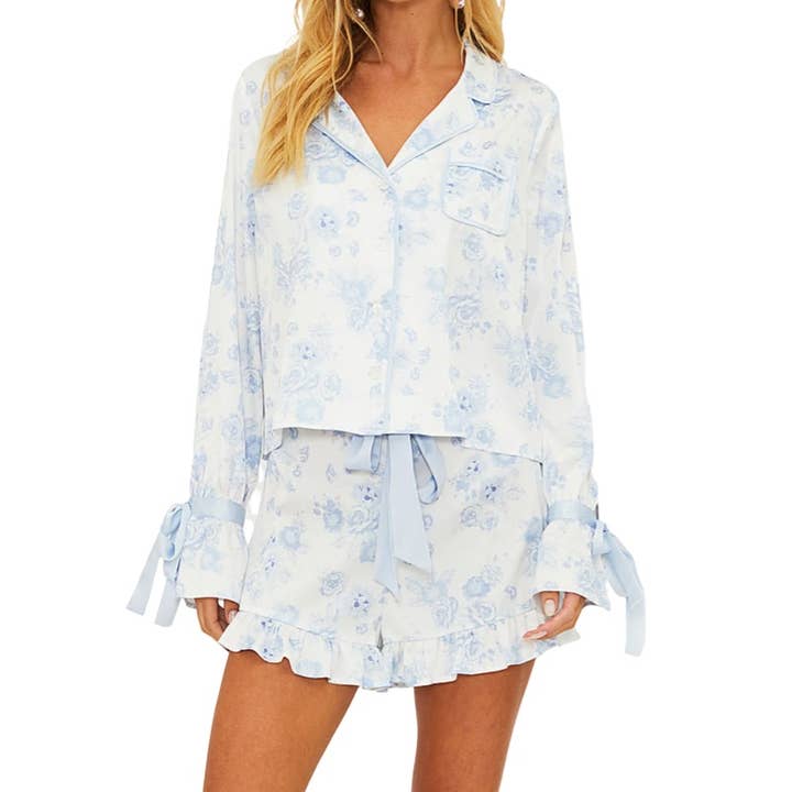 Rosa Clothing - Wholesale Lounge Set - Women's - Cozy Christmas Valentines Bow Tie Sleeve Pajama Set