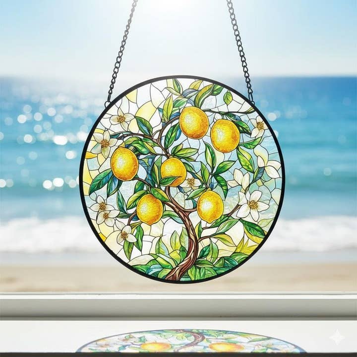 Lemon Tree Stained Glass Suncatcher, Fruit Kitchen Decor for wholesale by TMLECOM LTD