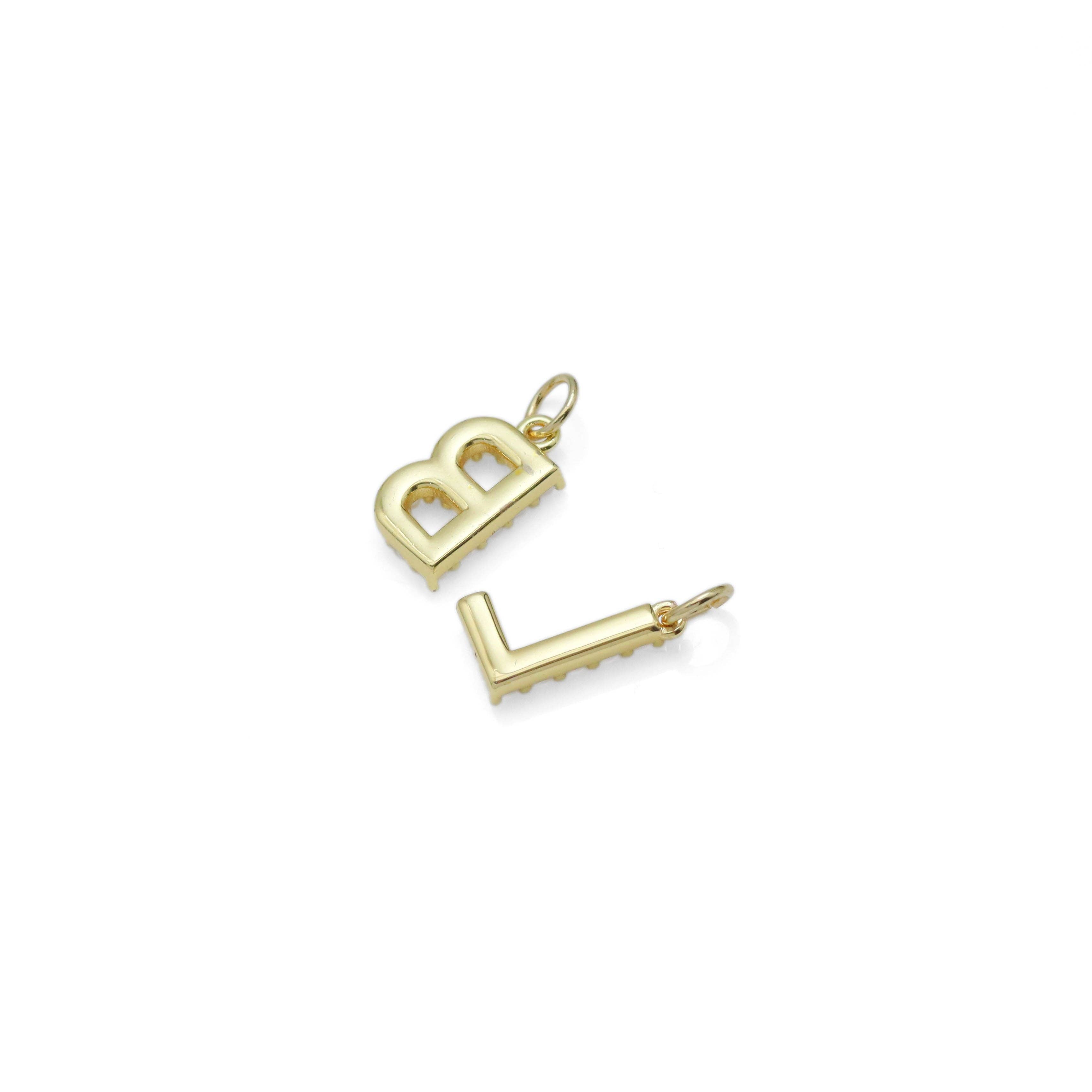 BestBeads&Beyond - Wholesale Individual Charm/Pendant - Gold Silver Pearl Initial Letter charm, sku#A2622