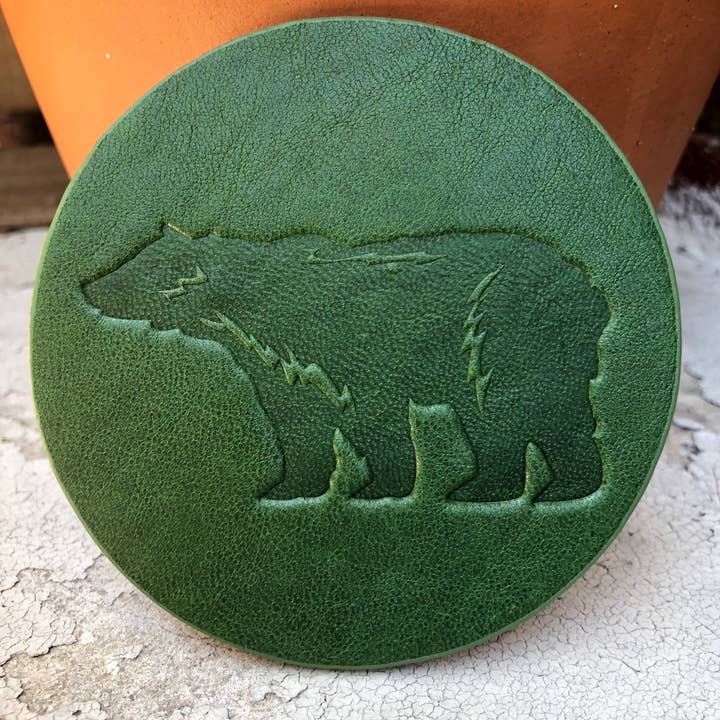 Sous-verre en cuir - Ours pour la vente par Jimmyrockit