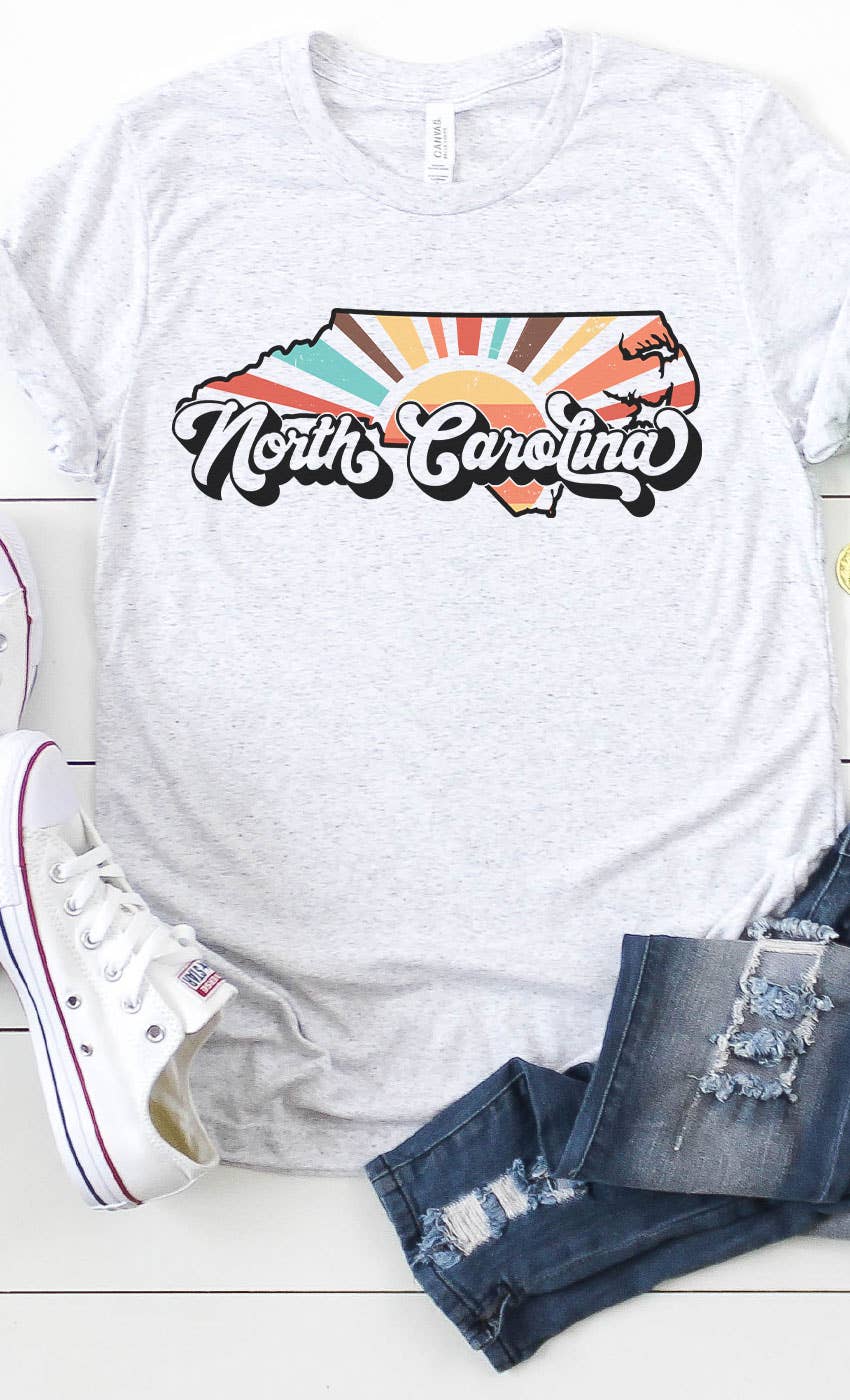 Kissed Apparel - Wholesale Screen Printed T-Shirt - Women's - North Carolina Retro State Graphic Tee0