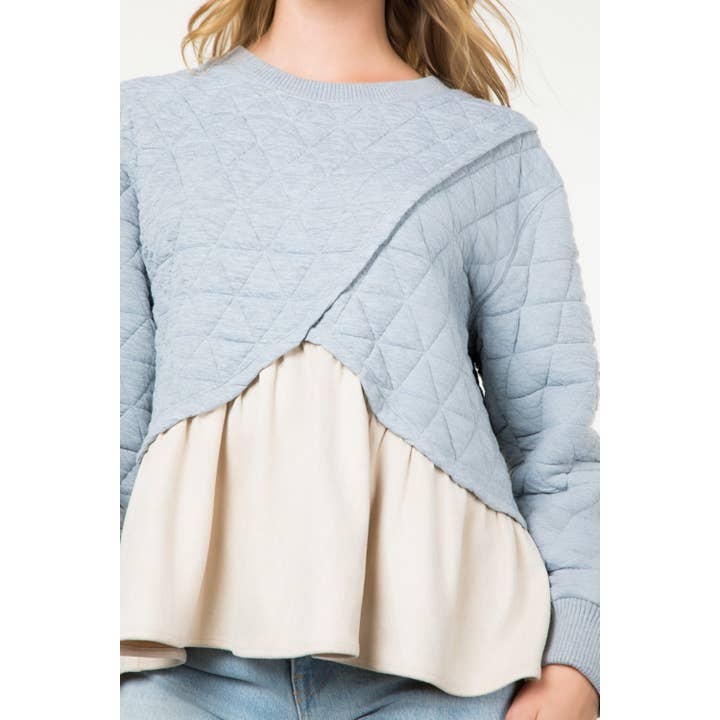 GRAY Mixed Media Sweater for wholesale on Faire3