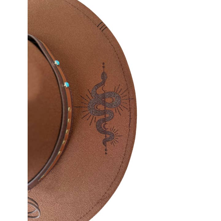 Wild Indigo - Wholesale Cowboy Hat - Women's - Moon Phases Snake Western Burned Hat