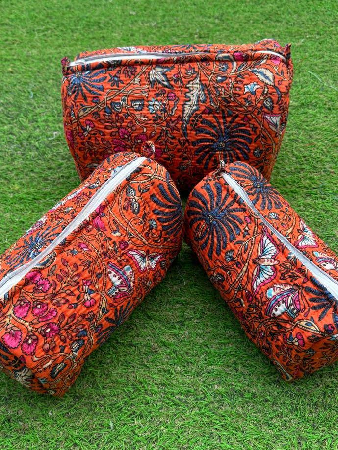 Tasche aus Bio-Baumwolle gesteppt Blockdruck Kosmetiktaschen für Damen für den Großhandel von bhavnas boutique