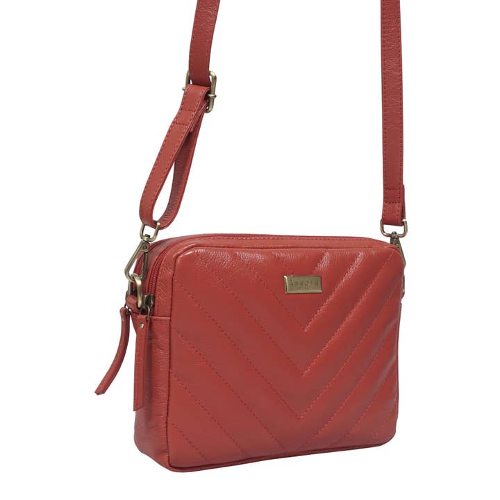 Assots London - Vendita all'ingrosso Borsa a tracolla - Donna - Borsa a tracolla di design in vera pelle morbida trapuntata rossa 'IRIS'9