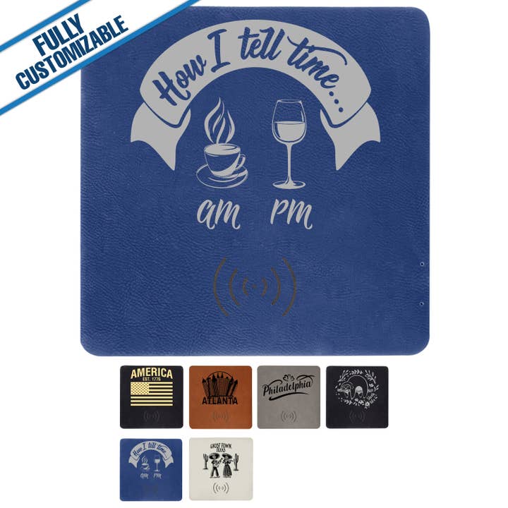 Leatherette Wireless Phone Charging Mat - Fully Customizable for wholesale by GiftWorksPlus