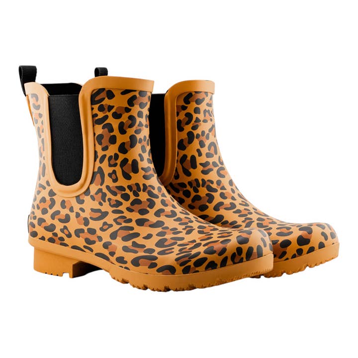 ROMA BOOTS - Wholesale Rain Boots - Women's - Chelsea Matte Brown Leopard Women's Rain Boots