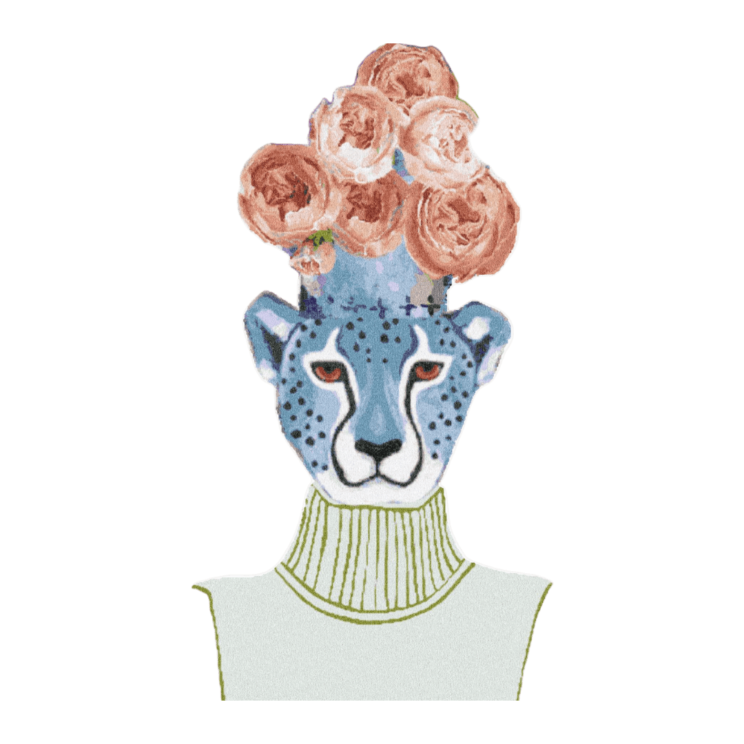 Maia Homes - Wholesale Area Rug - Flowers over Leopard Head Hand Tufted Accent Rug0