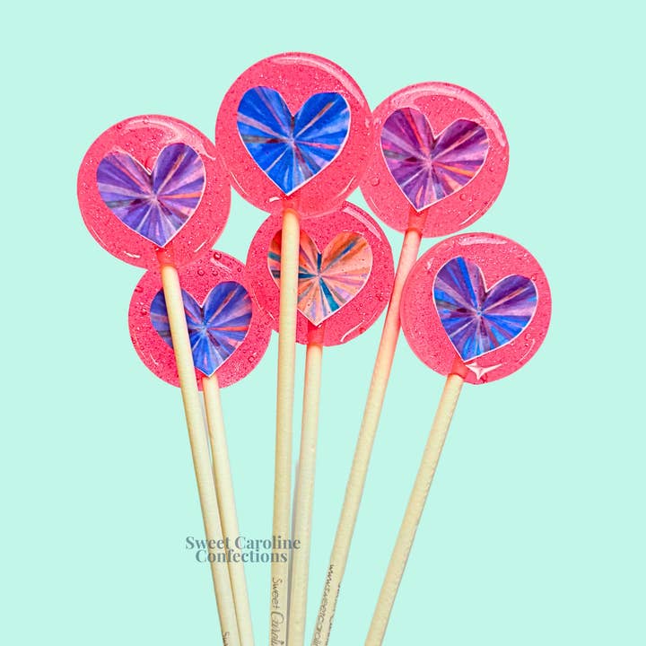 NYHET! Rosa Geometriska Hjärta Glittrande Klubbor, Bär, 10/Förpackning för wholesale av Sweet Caroline Confections