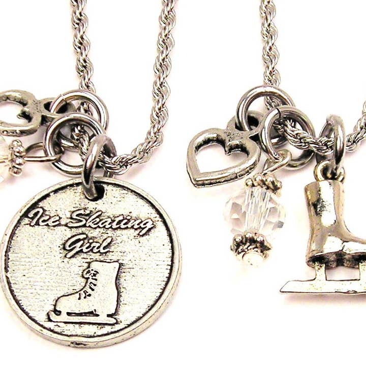 Ice Skating Girl Set Of 2 Rope Chain Necklaces Sports Winter for wholesale by Chubby Chico Charms