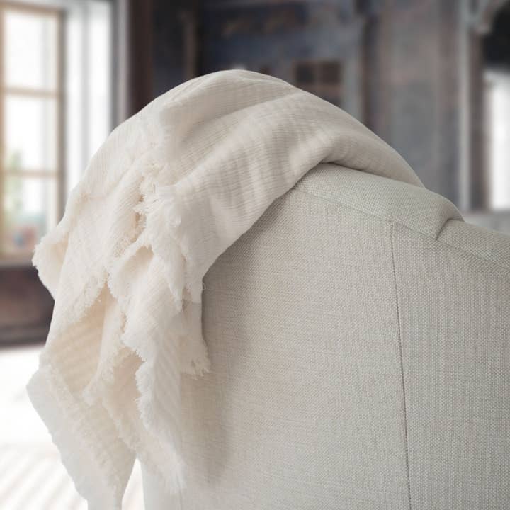 Tajik Home LLC - Wholesale Throw Blanket - Evie Gauze Cotton Throw Blanket – Frayed Edge, Soft, cozy