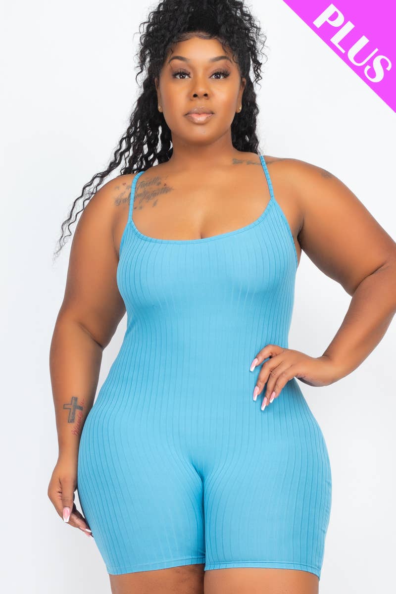CAPELLA APPAREL - Wholesale Romper - Women's - Plus Ribbed Bodycon Romper2