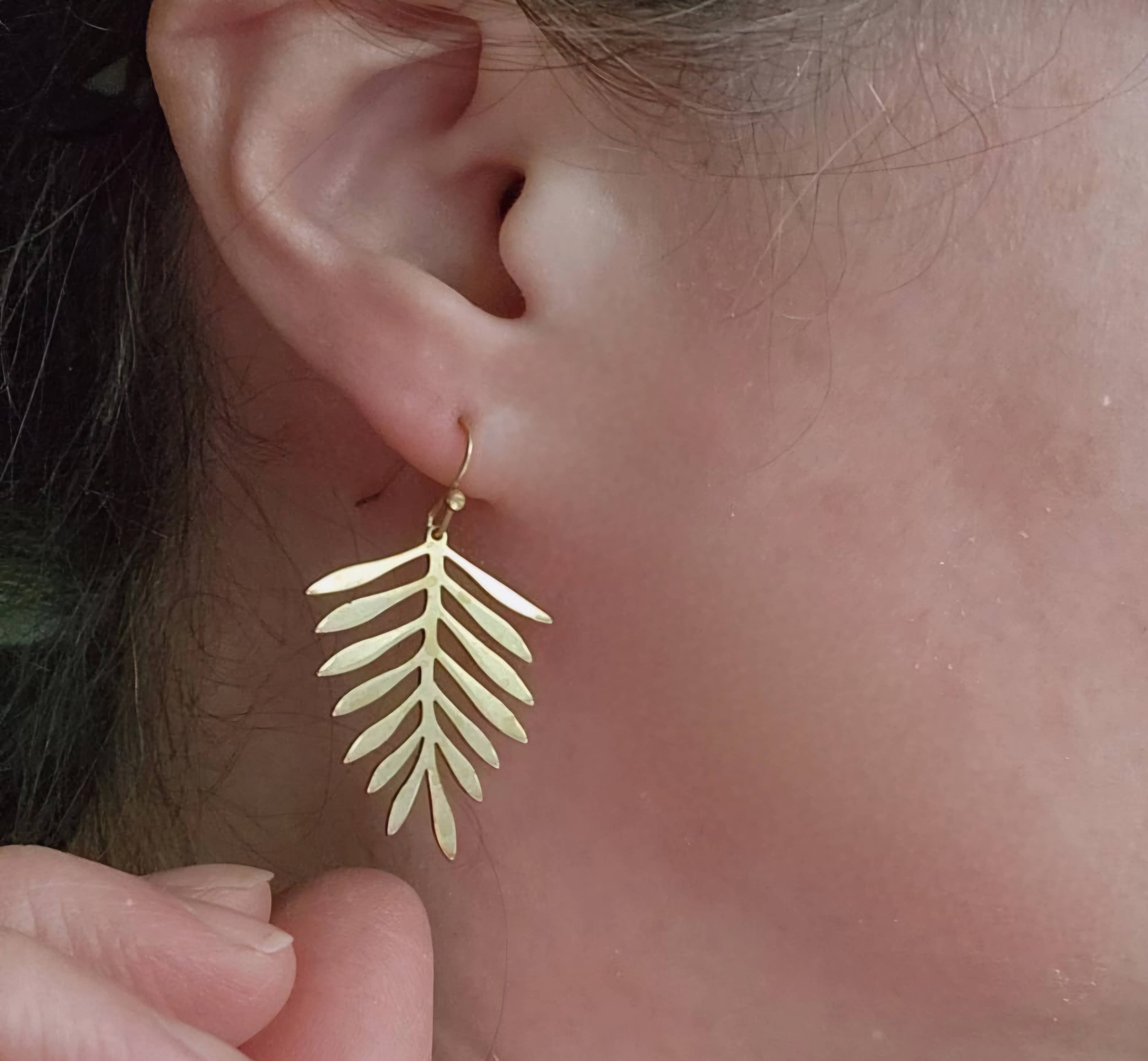 Sara Sela Jewelry - Wholesale Dangle Earrings - Brass Fern Leaf Dangle Earrings Inspired by Princess Kate3