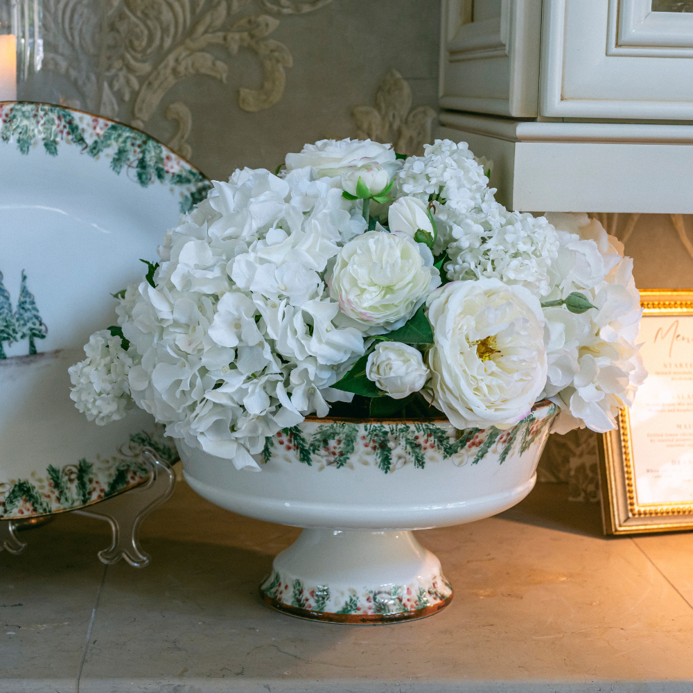 Arte Italica & Crown Linen Designs – Tigela de servir por atacado – Natale Taça de Servir Pé - Natal3