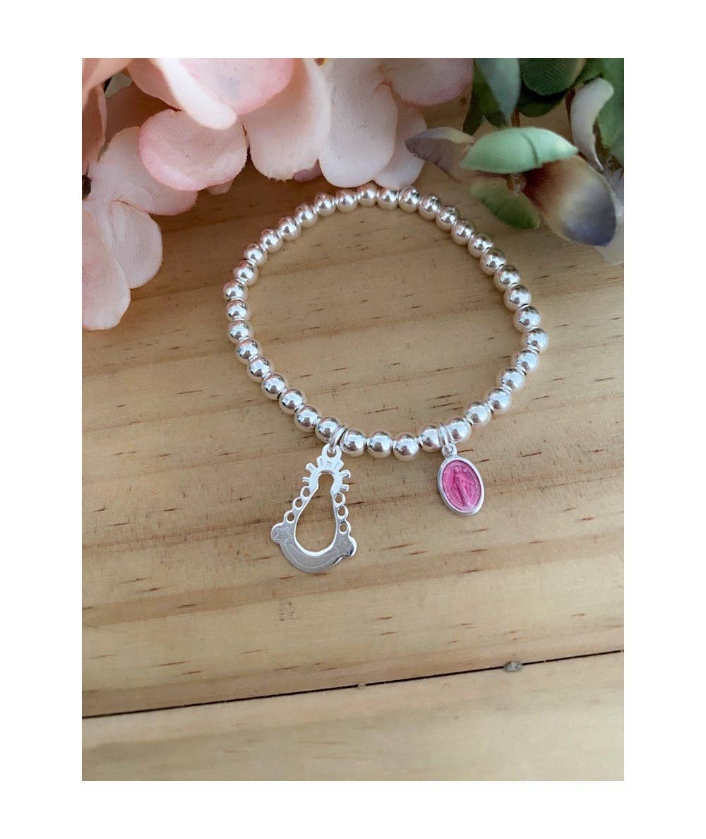 COM FORSA SL – wholesale Individual charm/pendant – Sterling Silver 925 Miraculous Virgin Pink Medallion 10 X 171