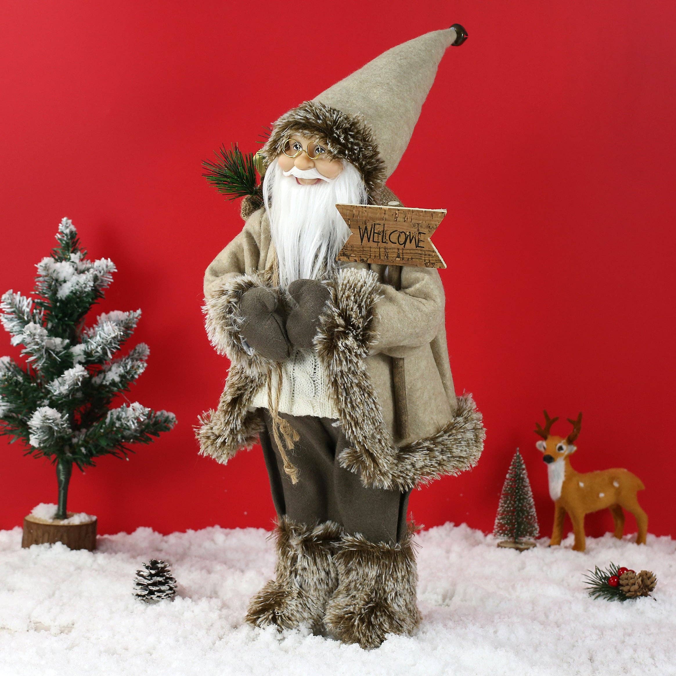 SINT - Wholesale Christmas Decoration - SINT 18 Inch Christmas Standing Santa Claus Doll Statue Figurine Ornament7