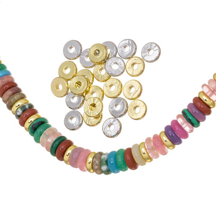 Jewel Pledge - Wholesale Beads - Gold & Silver Rondelle Tire Washer Spacer Jewelry.SPG-SPS0390
