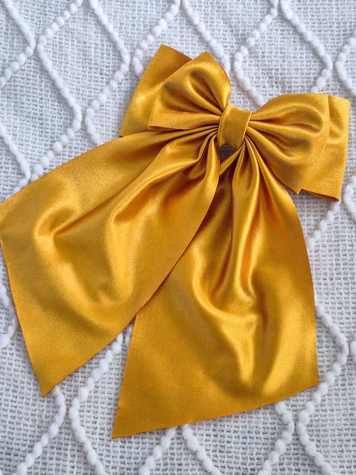 Fall Coquette Bow-Marigold Stretch Satin Wholesale for wholesale by Dainty Delights Creations