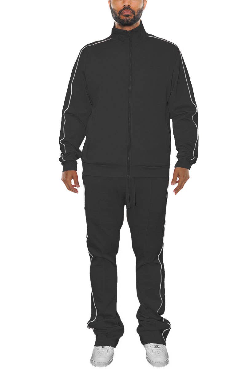 WEIV - Wholesale Tracksuit - Men's - Mens Stacked Flare Track Suit SET 15