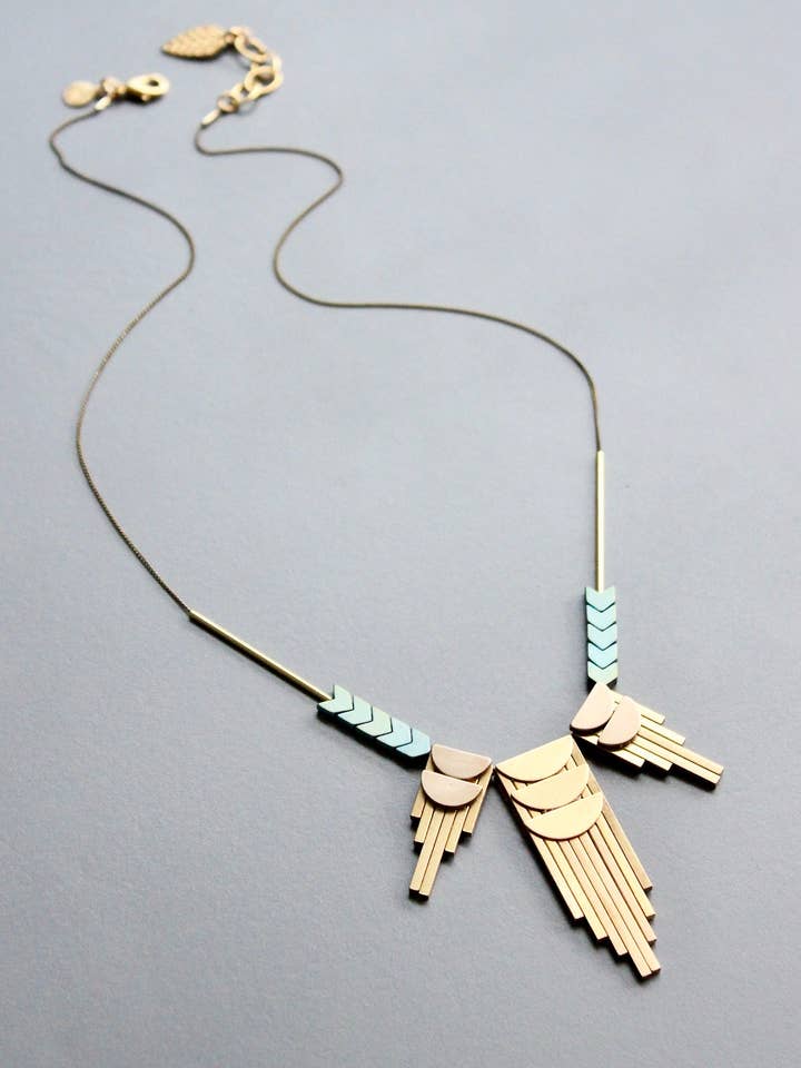 HYL620 Brass Artdeco pendant necklace for wholesale by David Aubrey Jewelry