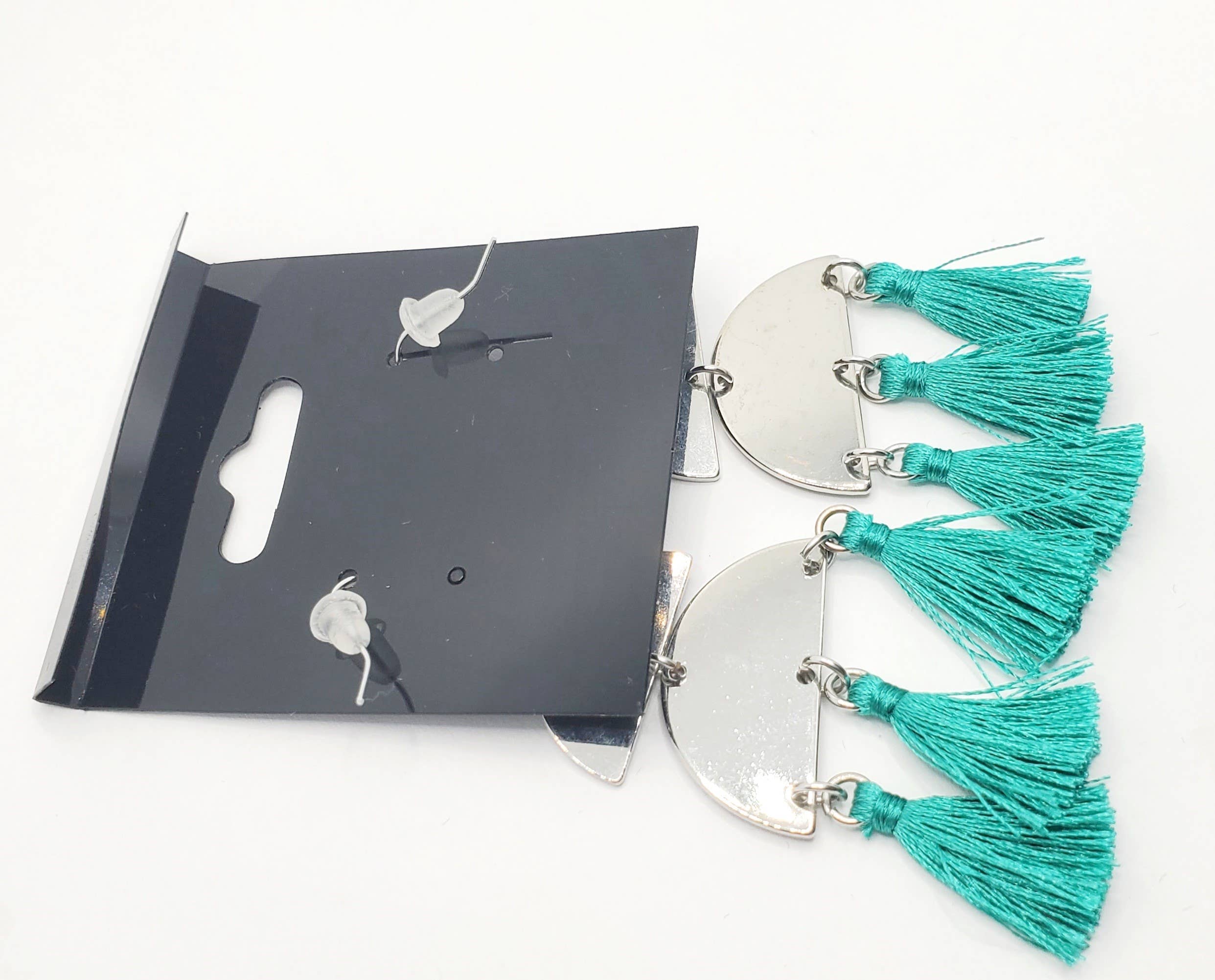 Tots And Tumblers Art – Engroshandel Hængeøreringe og creoløreringe – Sølv turkis kvast dingle øreringe8