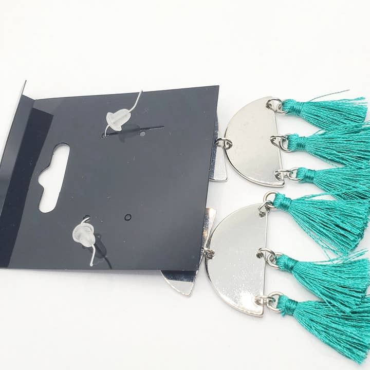 Tots And Tumblers Art – Engroshandel Hængeøreringe og creoløreringe – Sølv turkis kvast dingle øreringe8