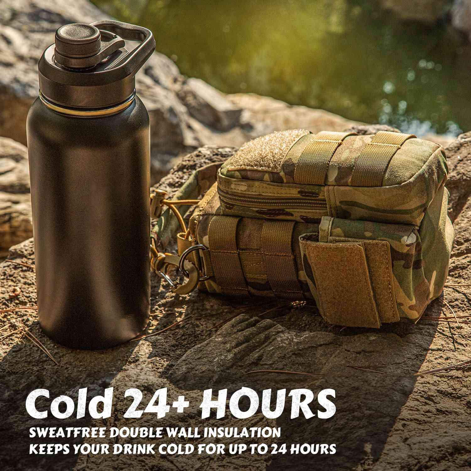 Antarctica Outdoors - Wholesale Water Bottle - Votagoo 64Oz Half Gallon Stainless Steel Insulated Tactical Water Bottle with Metal Military Water Bottle Tactical Carrier Bag10