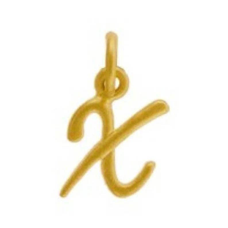 Plazko - Wholesale Individual charm/pendant - 24Kt Gold Plated Sterling Silver Initial Letter X Charm 10x7mm - 1pc1