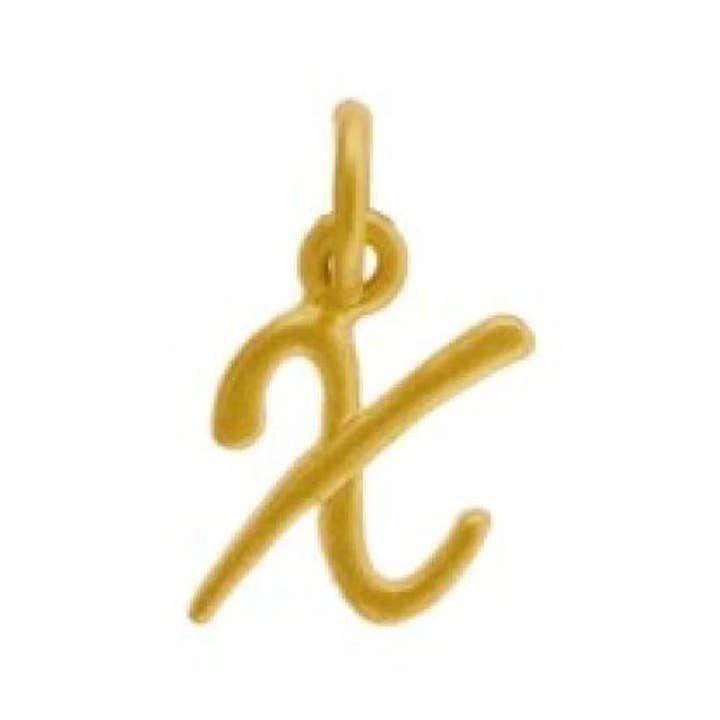Plazko - Wholesale Individual charm/pendant - 24Kt Gold Plated Sterling Silver Initial Letter X Charm 10x7mm - 1pc1