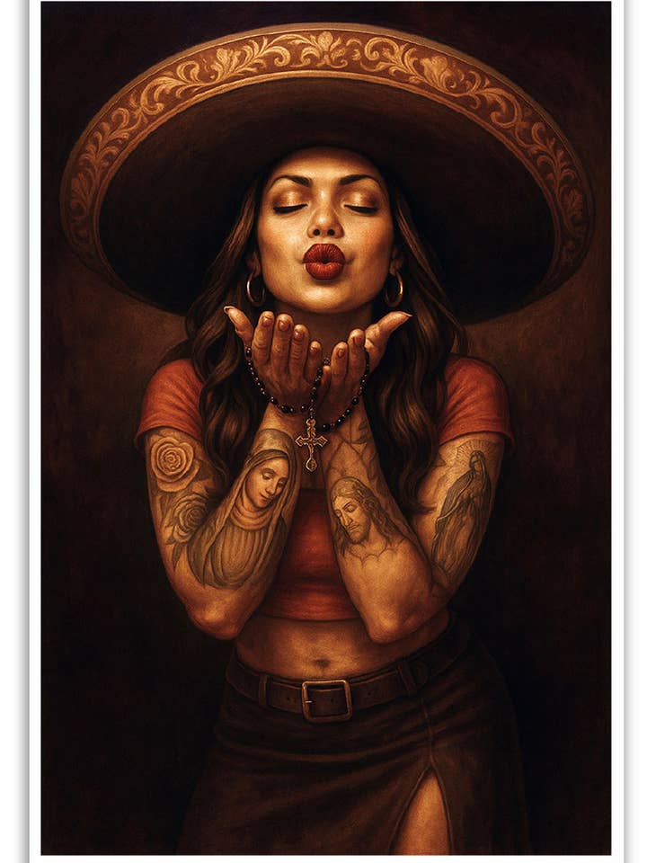 JOVEN AMOR - Impression d'art de tatouage 12"x18" Non encadrée ou Encadrée pour la vente par Black Market Art