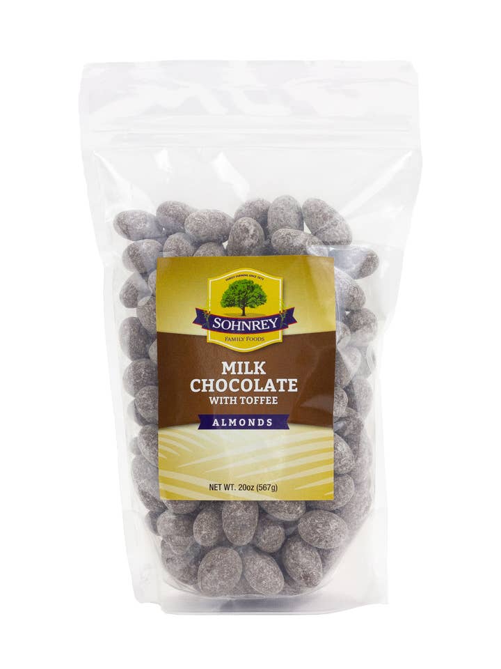 Milk Chocolate and Toffee Almonds 20 oz for wholesale by Sohnrey Family Foods LLC
